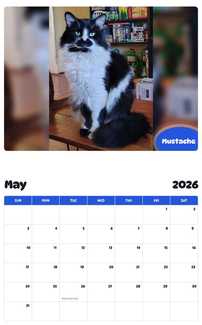 2026 - 2027 Mustache - Pawidols Pet Calendar