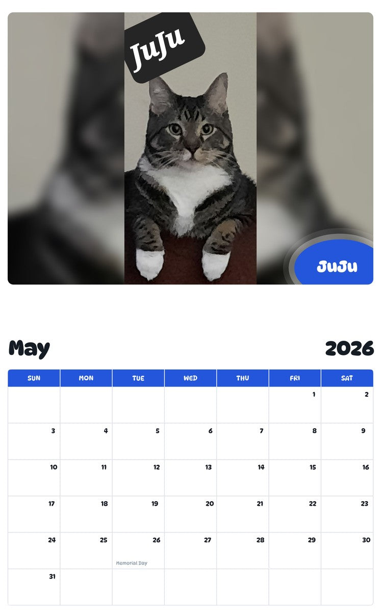 2026 - 2027 JuJu - Pawidols Pet Calendar