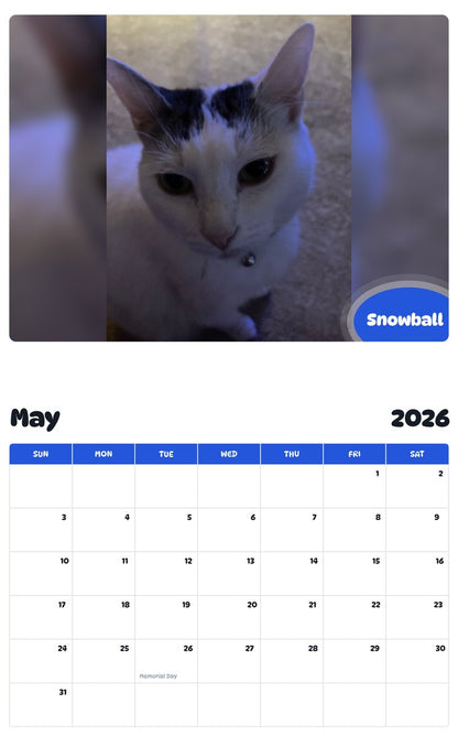 2026 - 2027 Snowball - Pawidols Pet Calendar