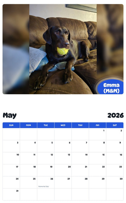 2026 - 2027 Emma (M&M) - Pawidols Pet Calendar