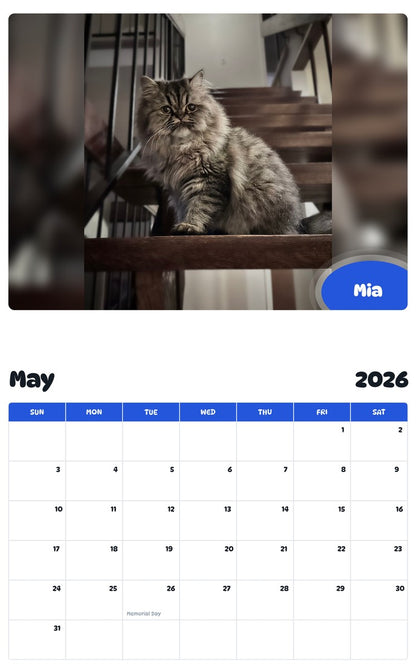 2026 - 2027 Mia - Pawidols Pet Calendar