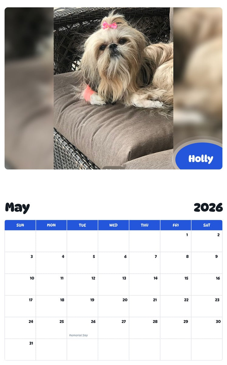 2026 - 2027 Holly - Pawidols Pet Calendar