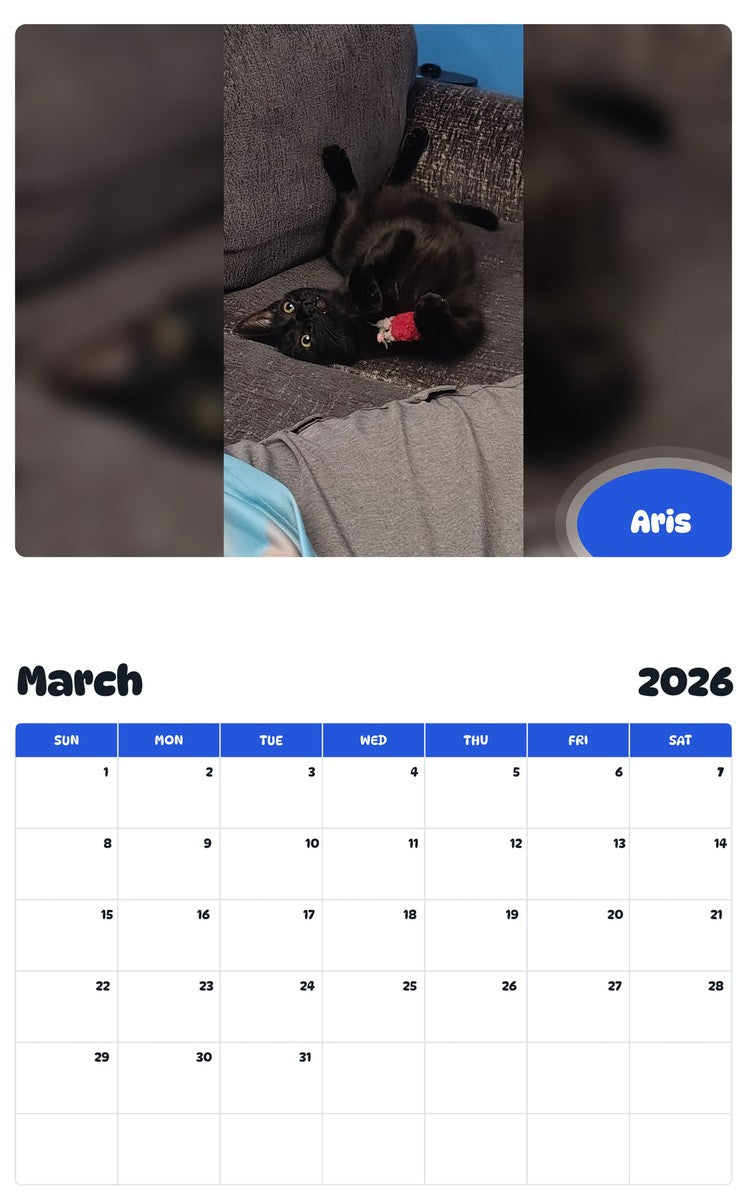 November 2025 - October 2026 Aris - Pawidols Pet Calendar