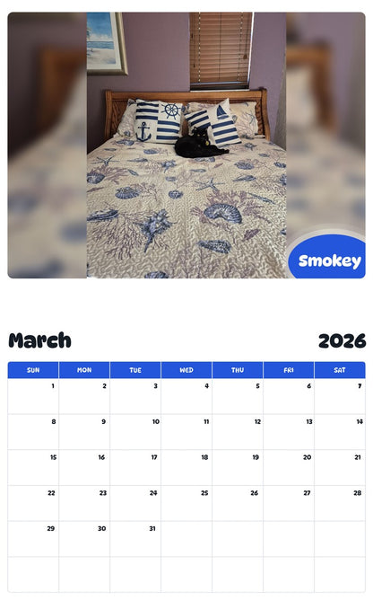 November 2025 - October 2026 Smokey - Pawidols Pet Calendar