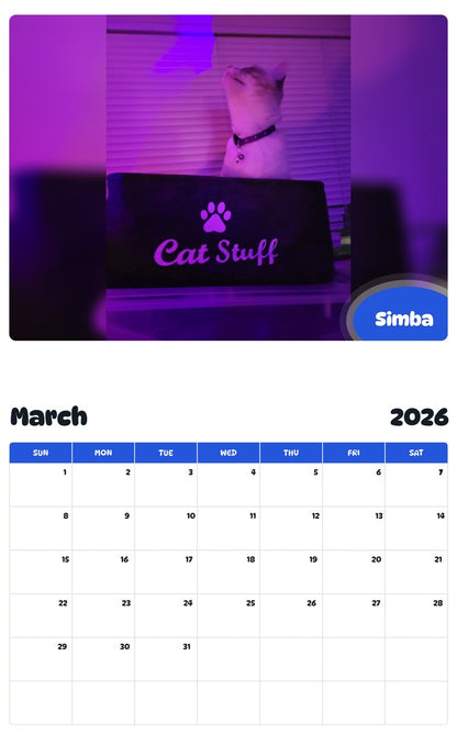 November 2025 - October 2026 Simba - Pawidols Pet Calendar