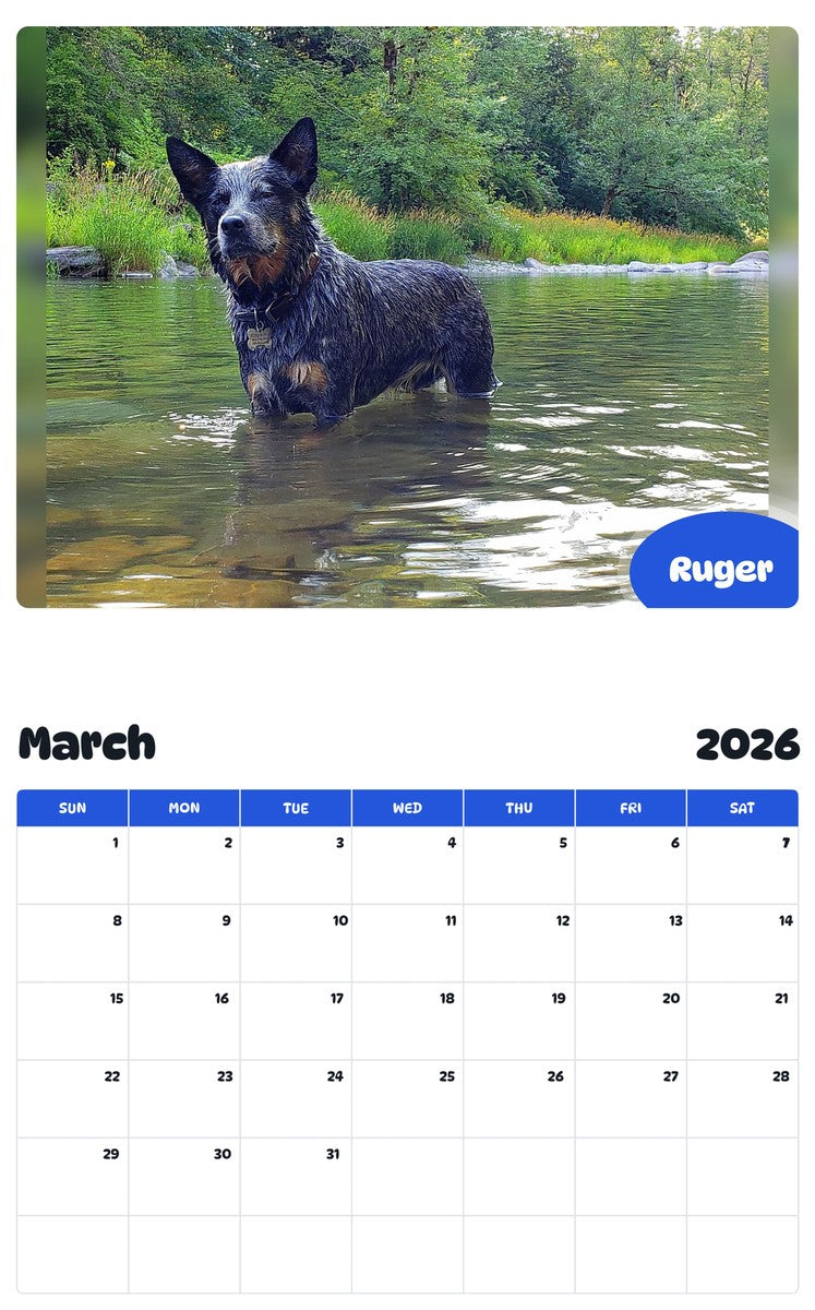 November 2025 - October 2026 Ruger - Pawidols Pet Calendar