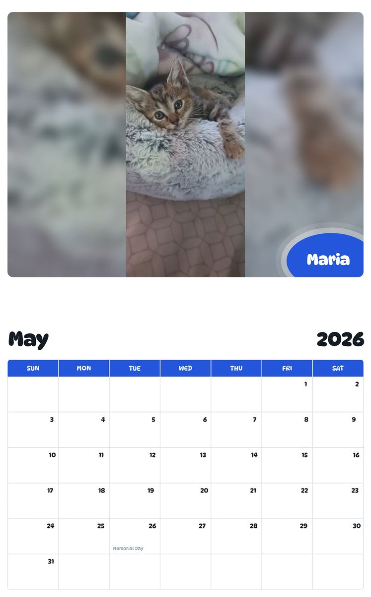2026 - 2027 Maria - Pawidols Pet Calendar