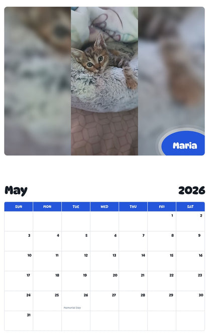 2026 - 2027 Maria - Pawidols Pet Calendar