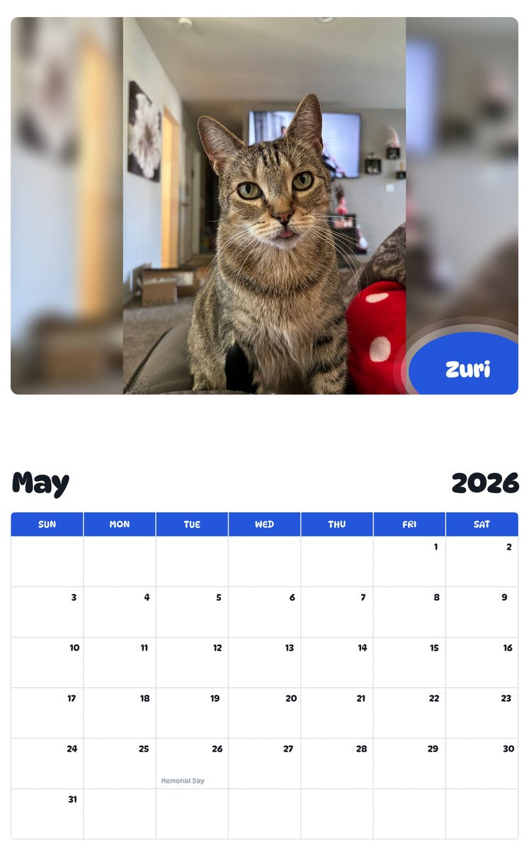 2026 - 2027 Zuri - Pawidols Pet Calendar
