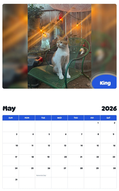 2026 - 2027 King - Pawidols Pet Calendar