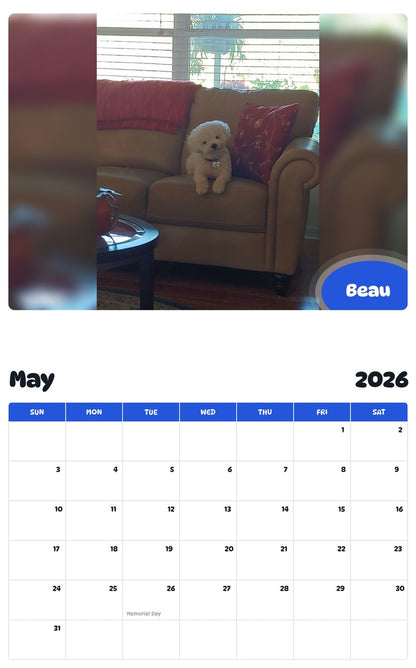 2026 - 2027 Beau - Pawidols Pet Calendar
