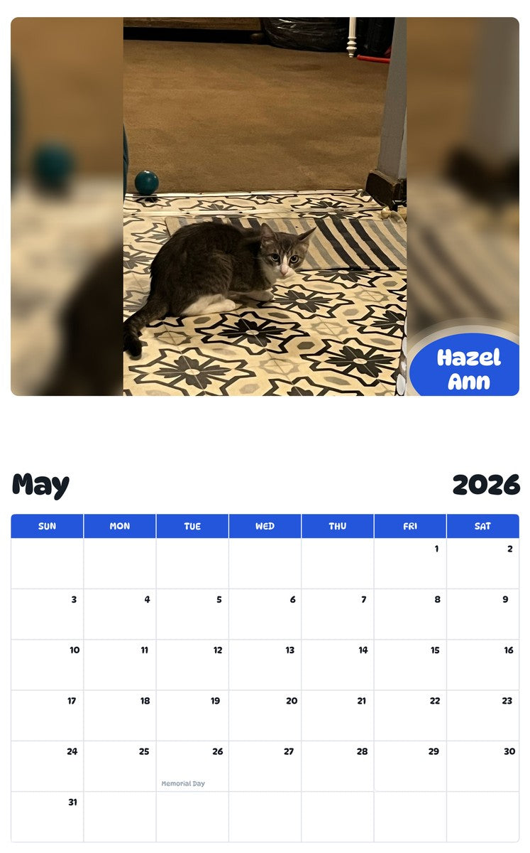 2026 - 2027 Hazel Ann - Pawidols Pet Calendar