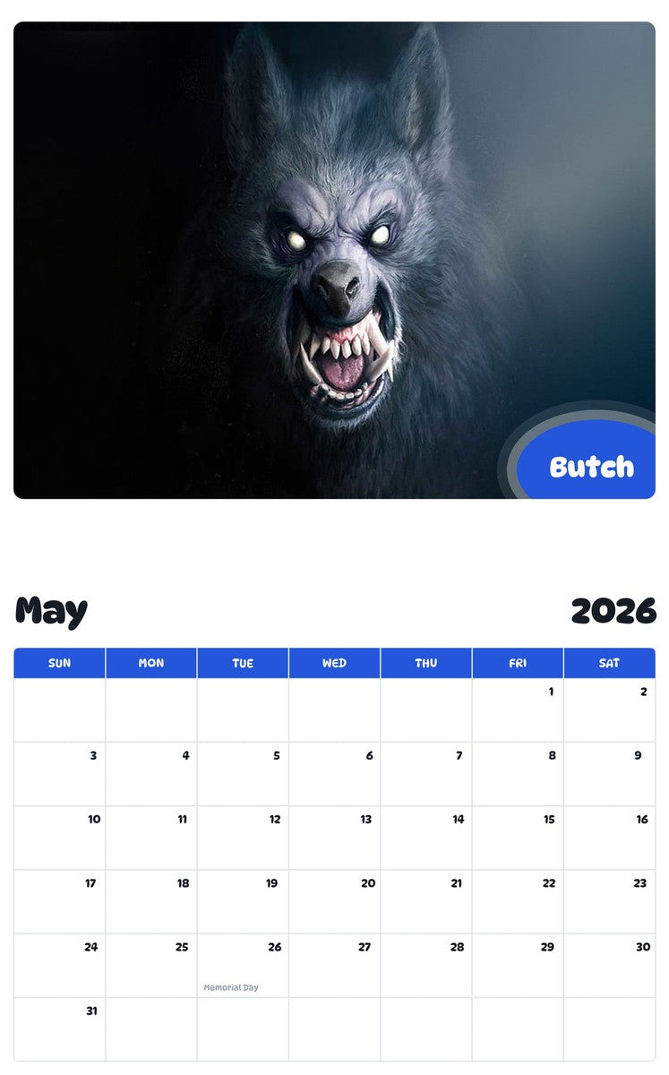 2026 - 2027 Butch - Pawidols Pet Calendar