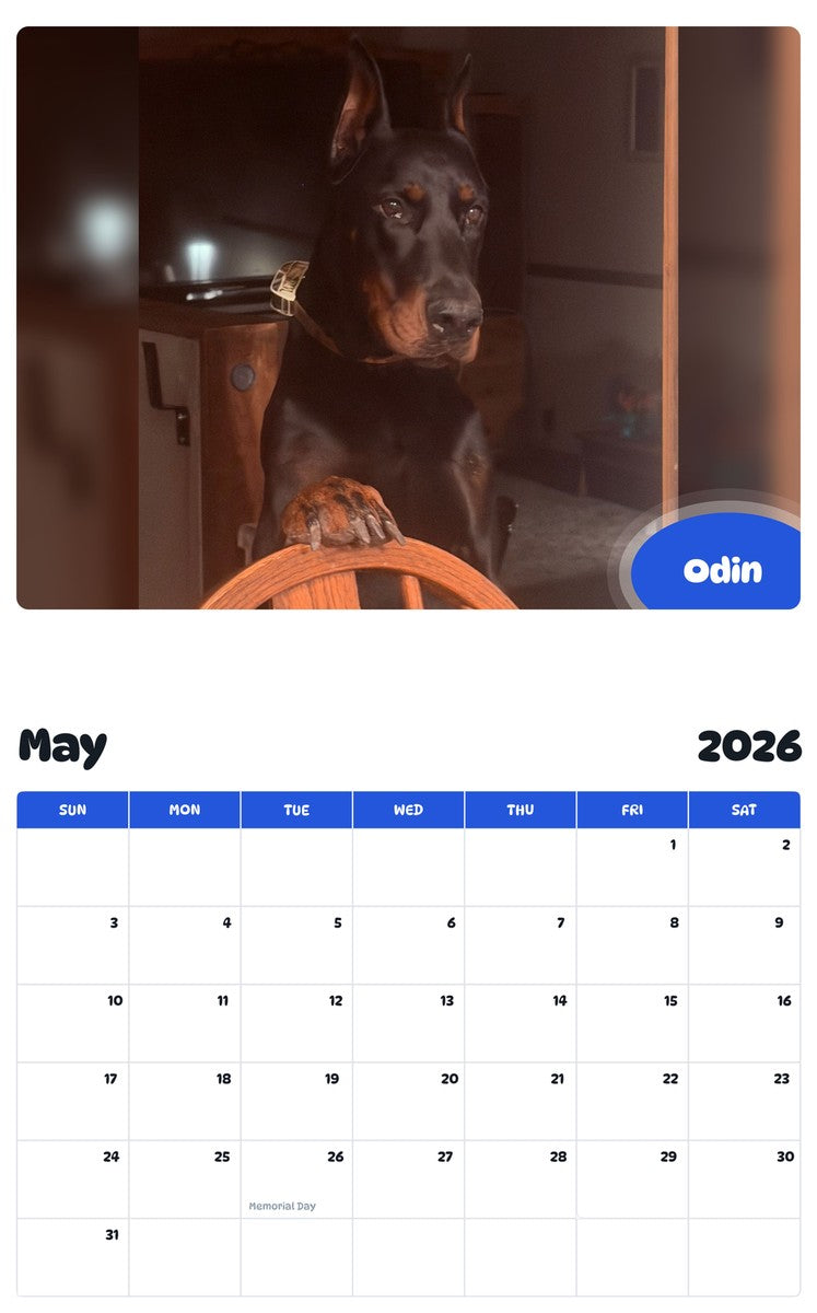 2026 - 2027 Odin - Pawidols Pet Calendar
