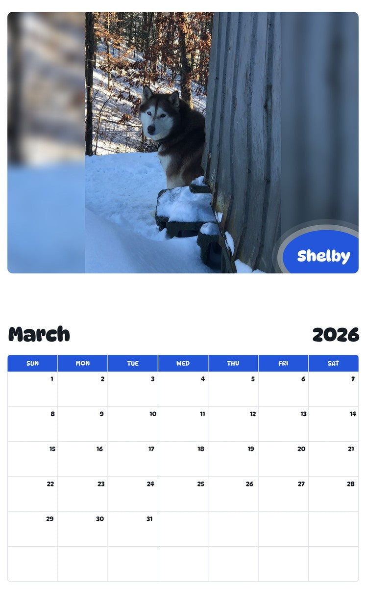 November 2025 - October 2026 Shelby - Pawidols Pet Calendar