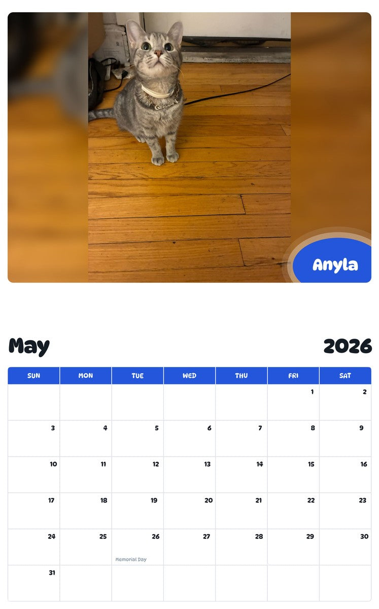 2026 - 2027 Anyla - Pawidols Pet Calendar