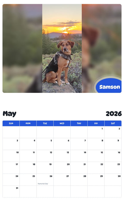 2026 - 2027 Samson - Pawidols Pet Calendar