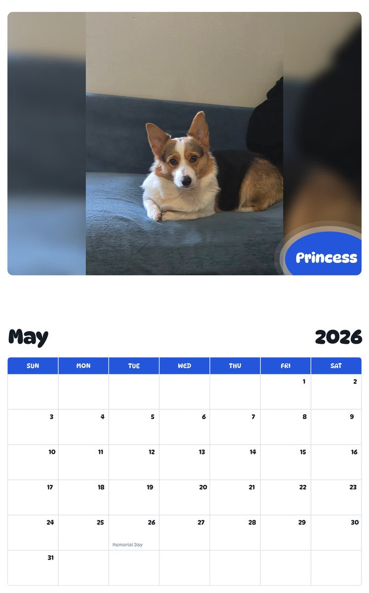 2026 - 2027 Princess - Pawidols Pet Calendar