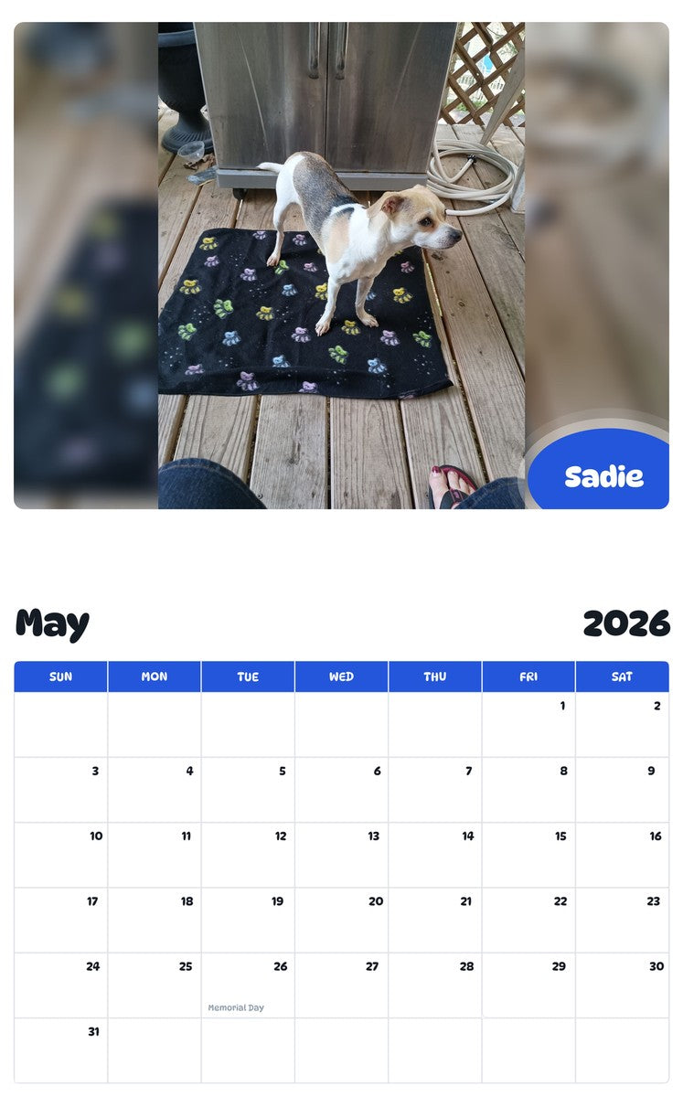 2026 - 2027 Sadie - Pawidols Pet Calendar