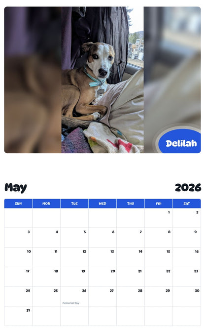 2026 - 2027 Delilah - Pawidols Pet Calendar