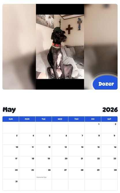 2026 - 2027 Dozer - Pawidols Pet Calendar