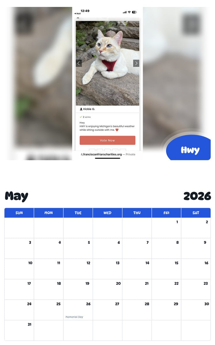 2026 - 2027 Hwy - Pawidols Pet Calendar