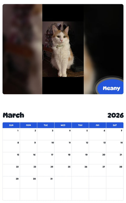 November 2025 - October 2026 Meany - Pawidols Pet Calendar