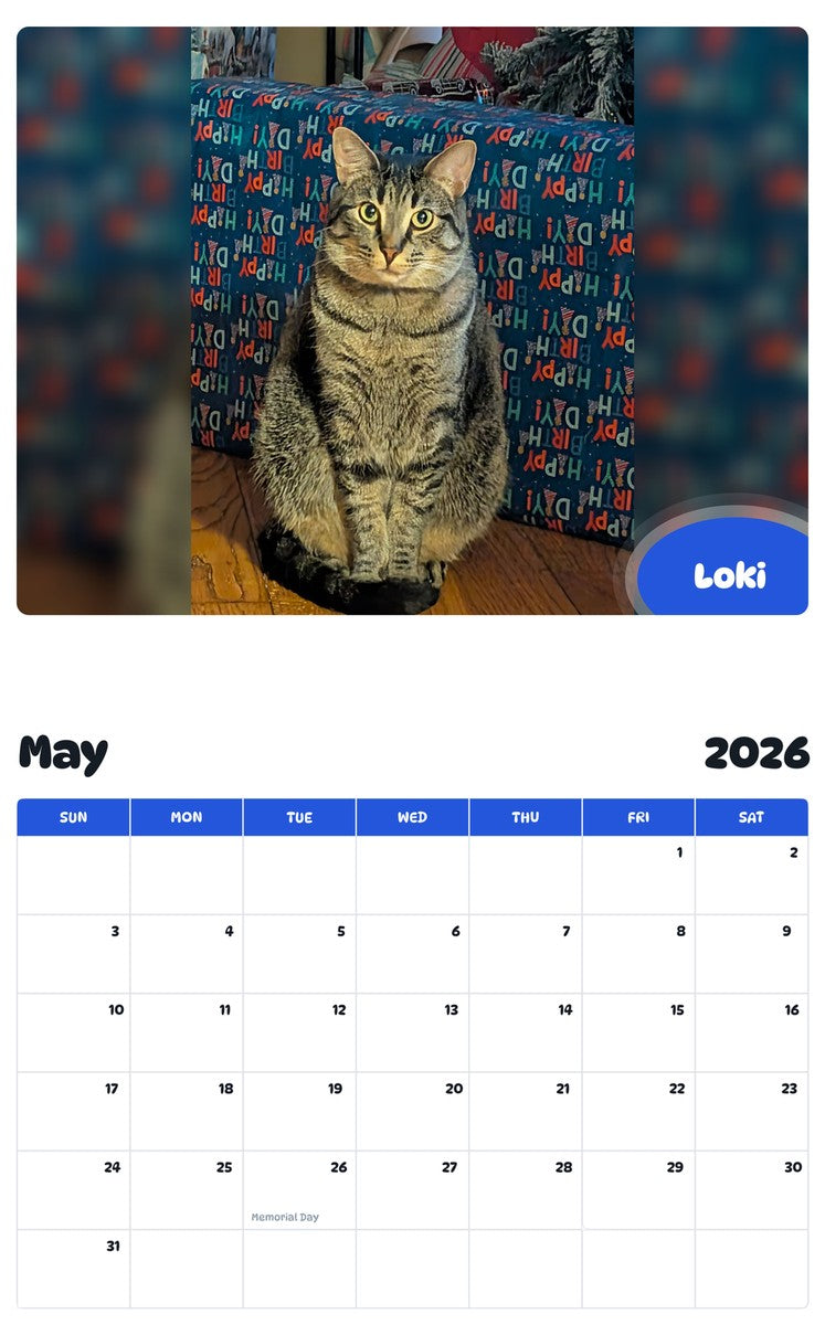 2026 - 2027 Loki - Pawidols Pet Calendar