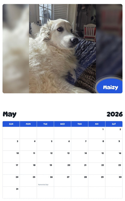 2026 - 2027 Maizy - Pawidols Pet Calendar
