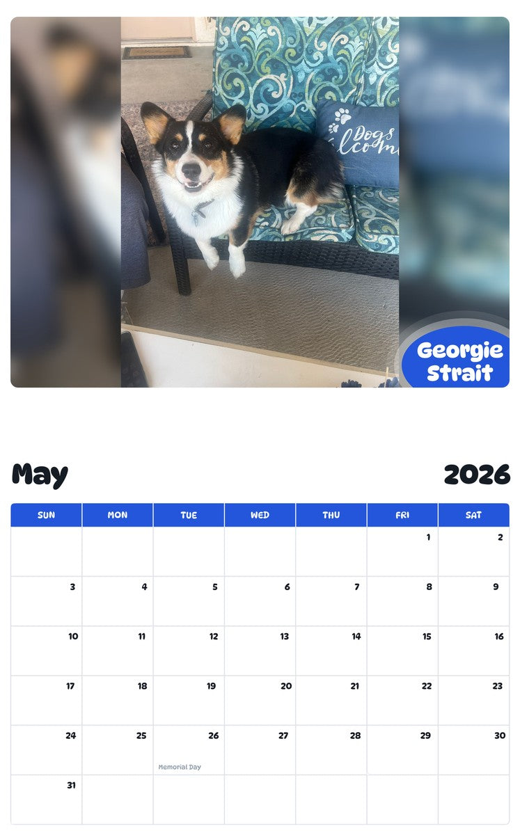 2026 - 2027 Georgie Strait - Pawidols Pet Calendar