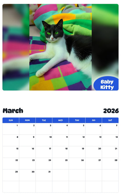 November 2025 - October 2026 Baby Kitty - Pawidols Pet Calendar