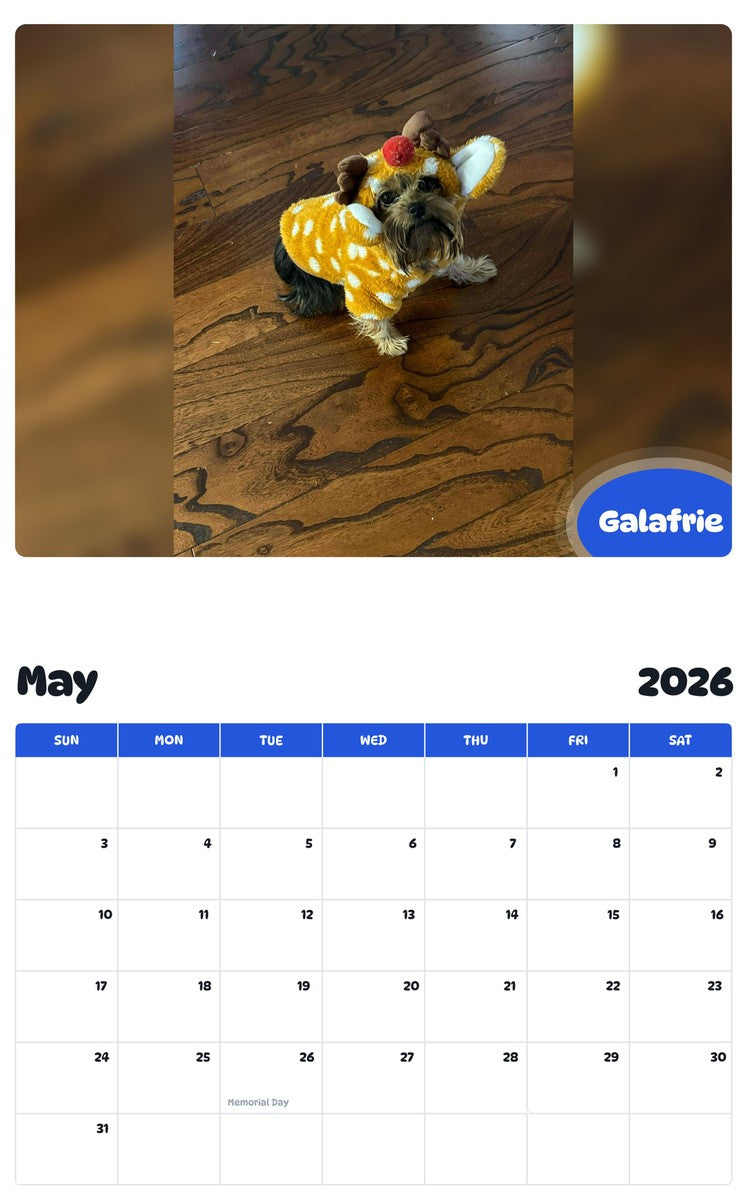 2026 - 2027 Galafrie - Pawidols Pet Calendar
