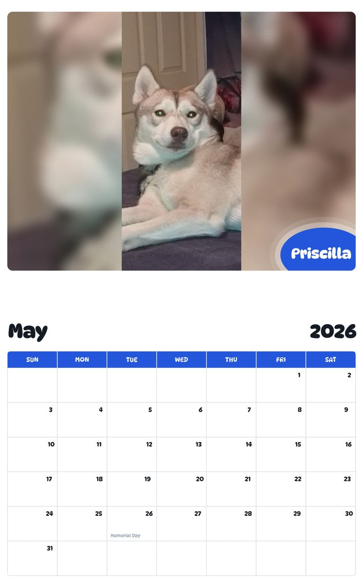 2026 - 2027 Priscilla - Pawidols Pet Calendar