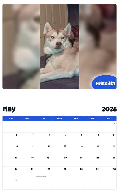 2026 - 2027 Priscilla - Pawidols Pet Calendar
