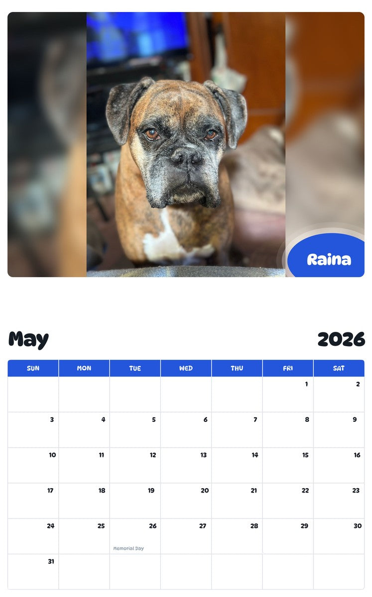 2026 - 2027 Raina - Pawidols Pet Calendar