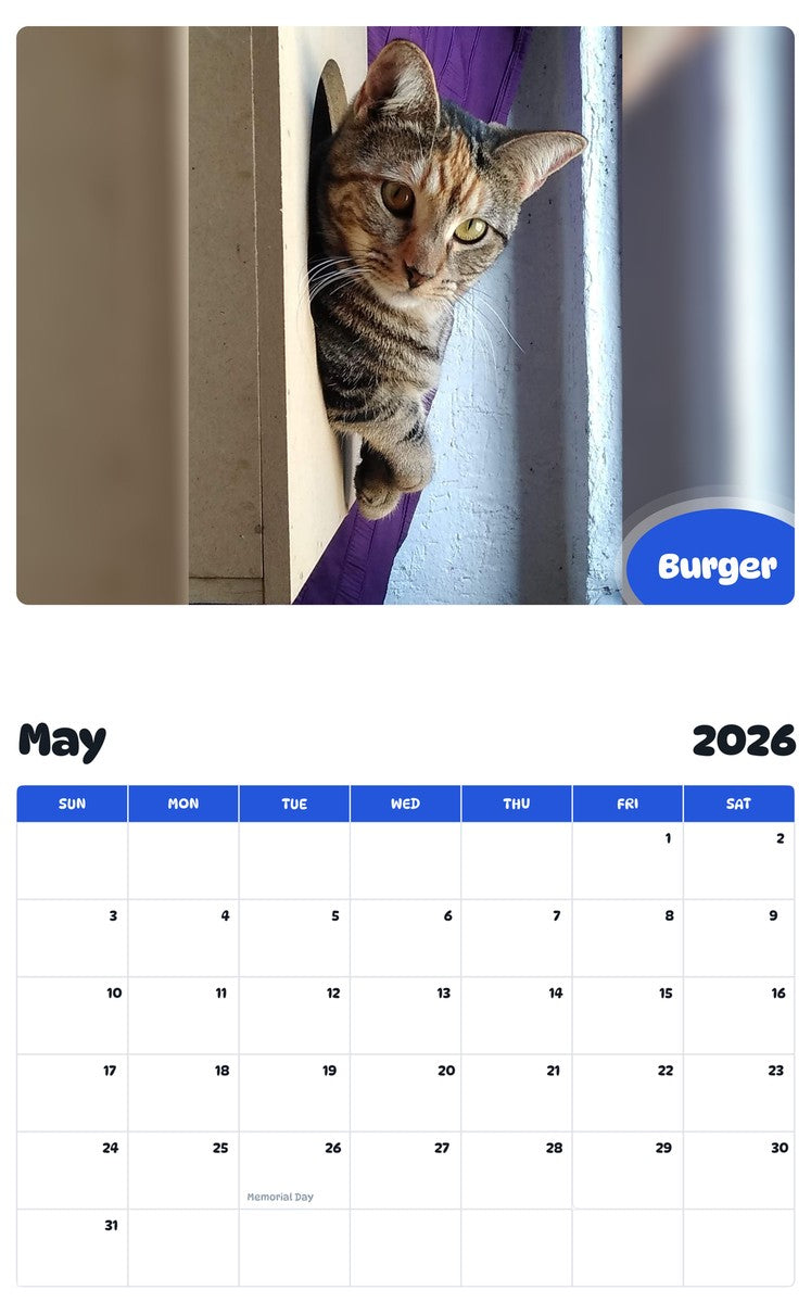 2026 - 2027 Burger - Pawidols Pet Calendar