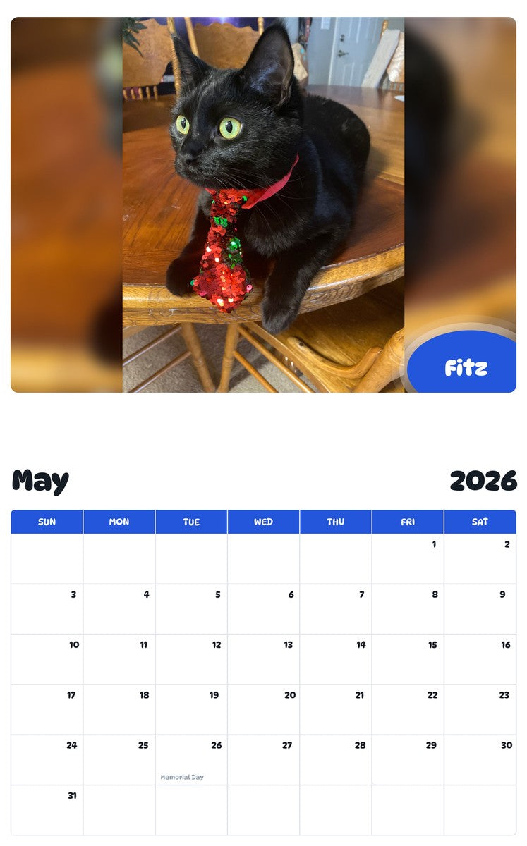 2026 - 2027 Fitz - Pawidols Pet Calendar