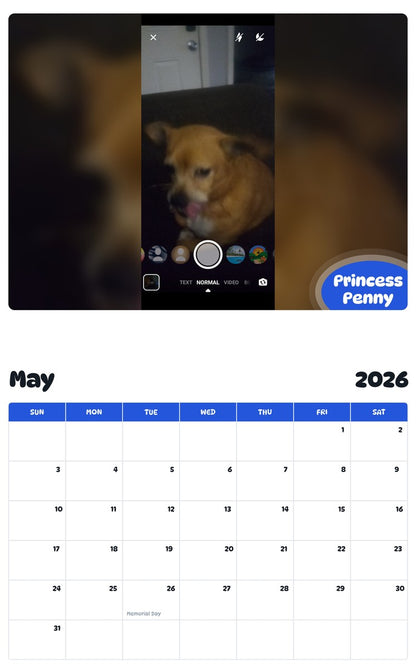2026 - 2027 Princess Penny - Pawidols Pet Calendar