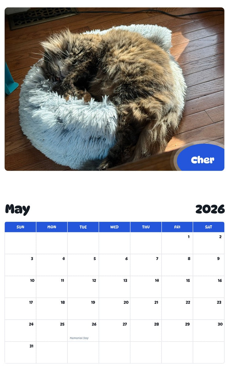 2026 - 2027 Cher - Pawidols Pet Calendar