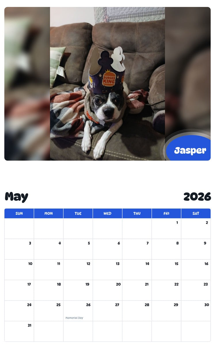 2026 - 2027 Jasper - Pawidols Pet Calendar