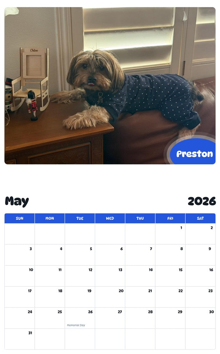 2026 - 2027 Preston - Pawidols Pet Calendar