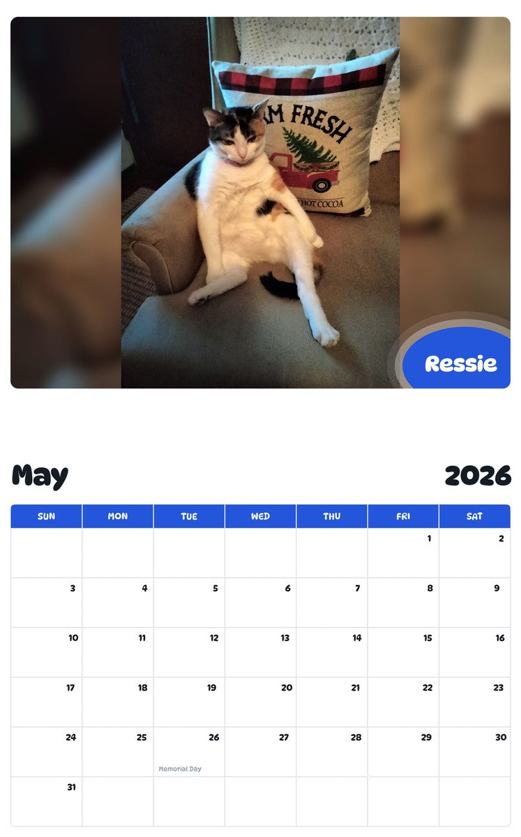 2026 - 2027 Ressie - Pawidols Pet Calendar