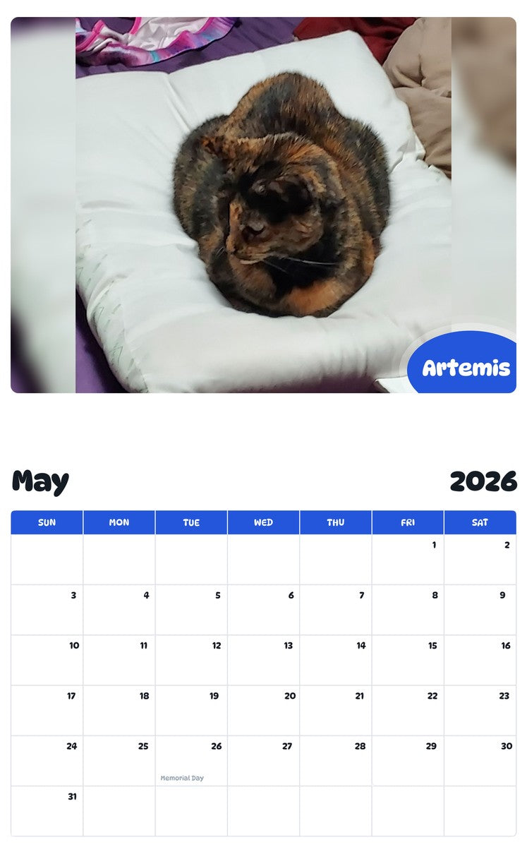 2026 - 2027 Artemis - Pawidols Pet Calendar