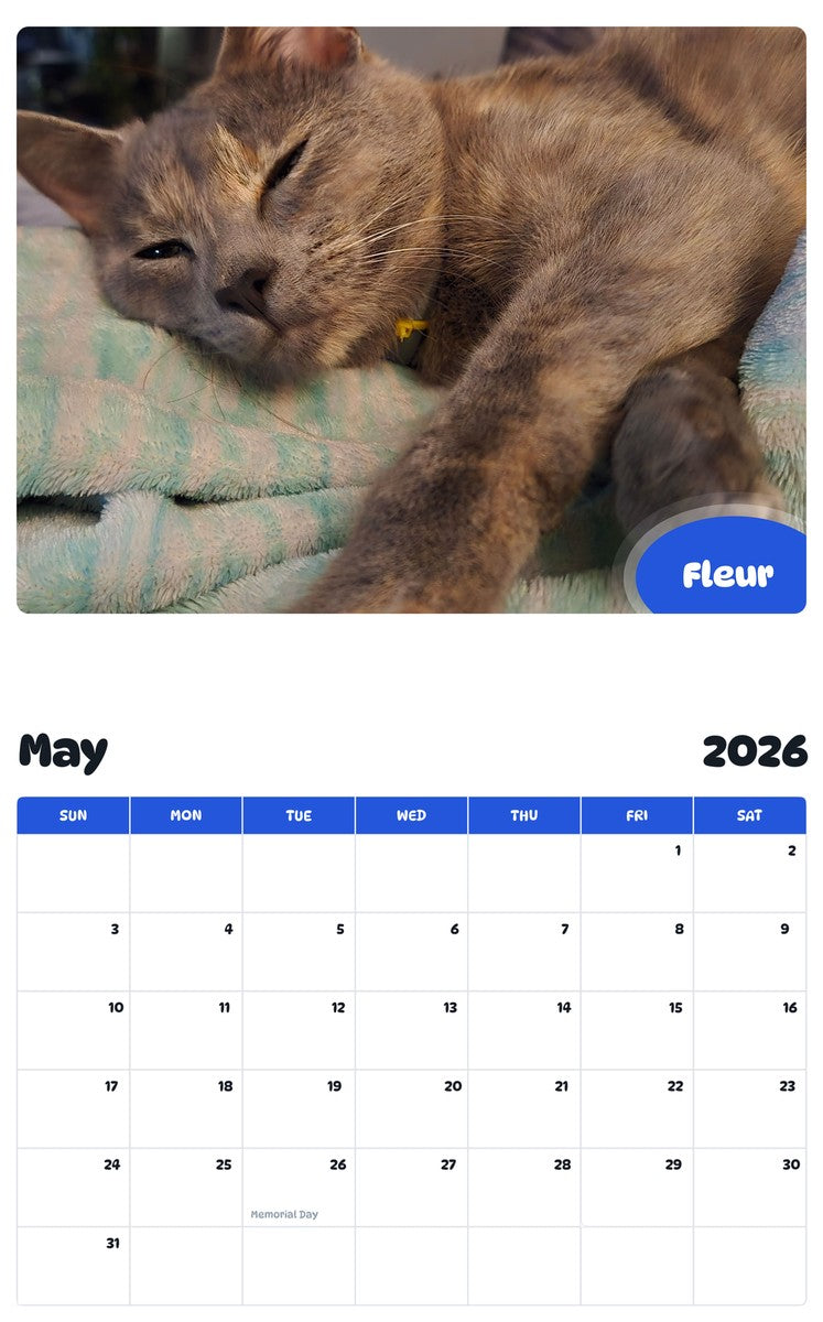 2026 - 2027 Fleur - Pawidols Pet Calendar