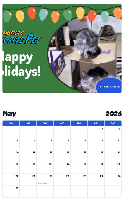 2026 - 2027 Miss Buttons and Bella - Pawidols Pet Calendar