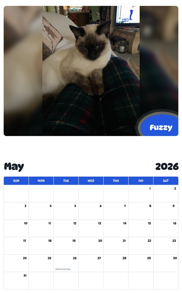 2026 - 2027 Fuzzy - Pawidols Pet Calendar