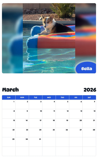 November 2025 - October 2026 Bella - Pawidols Pet Calendar