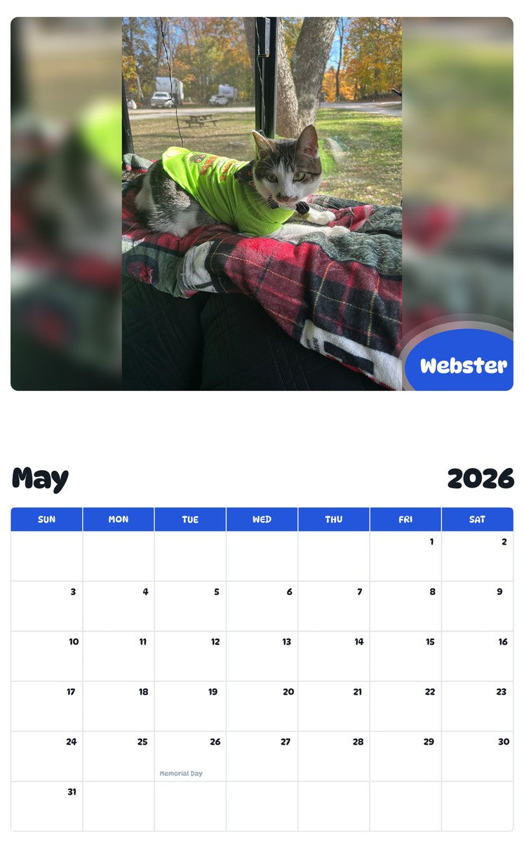 2026 - 2027 Webster - Pawidols Pet Calendar