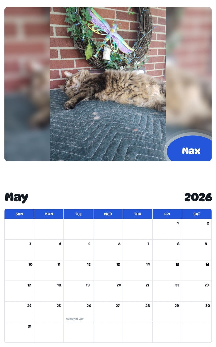 2026 - 2027 Max - Pawidols Pet Calendar