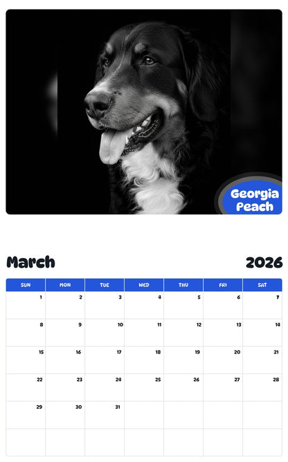 November 2025 - October 2026 Georgia Peach - Pawidols Pet Calendar